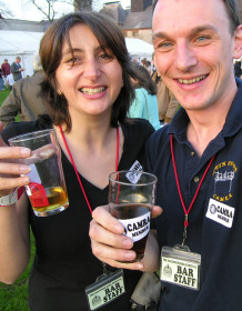 AJ and I helping out at the Tuckers Maltings Beer Festival, Newton Abbot, Devon, April 2006